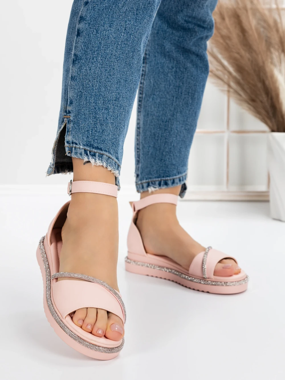 Sandale Dama cu Talpa Joasa 3GZ68 Roz | Mei 1 Sandale Dama cu Talpa Joasa 3GZ68 Roz | Mei