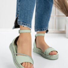 Sandale Dama cu Talpa Joasa 3GZ68 Verde | Mei