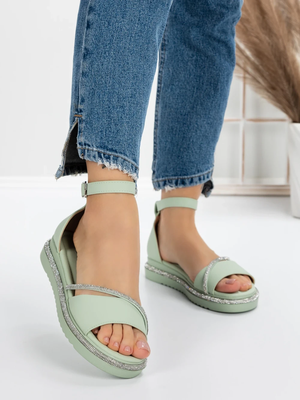 Sandale Dama cu Talpa Joasa 3GZ68 Verde | Mei 1 Sandale Dama cu Talpa Joasa 3GZ68 Verde | Mei