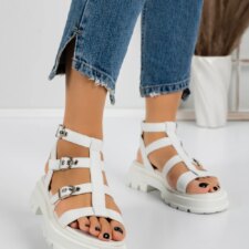 Sandale Dama cu Talpa Joasa 3HXS51 Alb | Mei