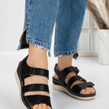 Sandale Dama cu Talpa Joasa 5GZ16 Negru | Mei