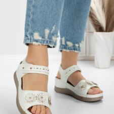 Sandale Dama cu Talpa Joasa 5GZ18 Alb | Mei