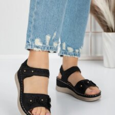Sandale Dama cu Talpa Joasa 5GZ18 Negru | Mei