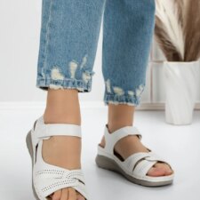 Sandale Dama cu Talpa Joasa 5GZ27 Alb | Mei