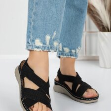 Sandale Dama cu Talpa Joasa 5GZ28 Negru | Mei