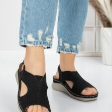 Sandale Dama cu Talpa Joasa 5GZ29 Negru | Mei