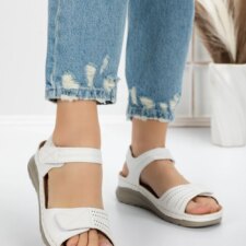 Sandale Dama cu Talpa Joasa 5GZ30 Alb | Mei