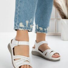 Sandale Dama cu Talpa Joasa 5GZ31 Alb | Mei
