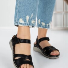 Sandale Dama cu Talpa Joasa 5GZ31 Negru | Mei