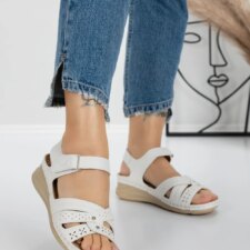 Sandale Dama cu Talpa Joasa 5GZ32 Alb | Mei