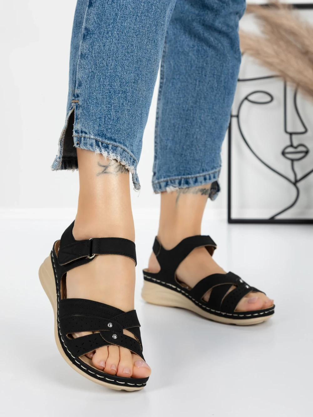 Sandale Dama cu Talpa Joasa 5GZ32 Negru | Mei 1 Sandale Dama cu Talpa Joasa 5GZ32 Negru | Mei