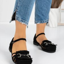 Sandale Dama cu Talpa Joasa 5GZ38 Negru | Mei