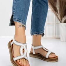 Sandale Dama cu Talpa Joasa 5GZ39 Alb | Mei