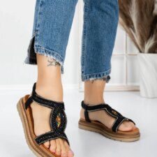 Sandale Dama cu Talpa Joasa 5GZ39 Negru | Mei
