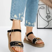 Sandale Dama cu Talpa Joasa 5GZ50 Negru | Mei