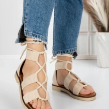 Sandale Dama cu Talpa Joasa 5H1 Bej | Mei