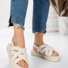 Sandale Dama cu Talpa Joasa 5H17 Bej | Mei