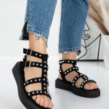 Sandale Dama cu Talpa Joasa 5H21 Negru | Mei