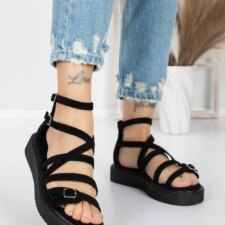 Sandale Dama cu Talpa Joasa 5H23 Negru | Mei