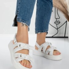 Sandale Dama cu Talpa Joasa 5H29 Alb | Mei