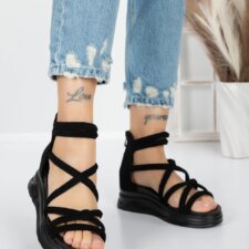 Sandale Dama cu Talpa Joasa 5H3 Negru | Mei