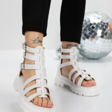 Sandale Dama cu Talpa Joasa 5HXS11 Alb | Mei