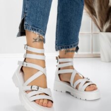 Sandale Dama cu Talpa Joasa 5HXS15 Alb | Mei