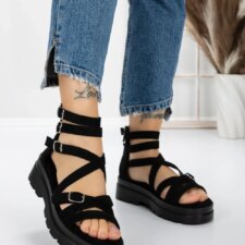 Sandale Dama cu Talpa Joasa 5HXS15 Negru | Mei
