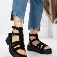 Sandale Dama cu Talpa Joasa 5HXS20 Negru | Mei