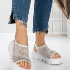 Sandale Dama cu Talpa Joasa 5HXS21 Alb | Mei