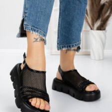 Sandale Dama cu Talpa Joasa 5HXS21 Negru | Mei