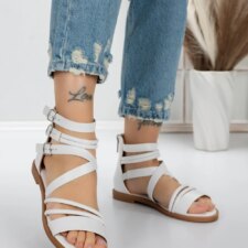 Sandale Dama cu Talpa Joasa 5HXS3 Alb | Mei