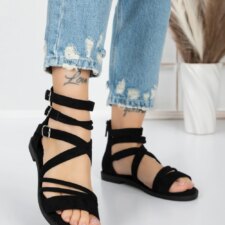 Sandale Dama cu Talpa Joasa 5HXS3 Negru | Mei