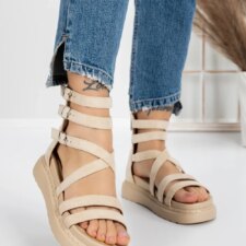 Sandale Dama cu Talpa Joasa 5HXS9 Bej | Mei