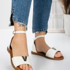 Sandale Dama cu Talpa Joasa 5PT5 Alb | Mei