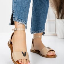 Sandale Dama cu Talpa Joasa 5PT5 Bej | Mei