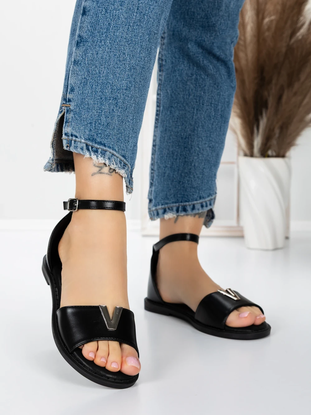 Sandale Dama cu Talpa Joasa 5PT5 Negru | Mei 1 Sandale Dama cu Talpa Joasa 5PT5 Negru | Mei