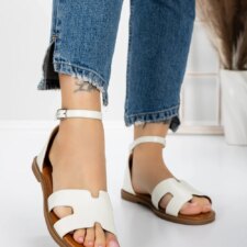Sandale Dama cu Talpa Joasa 5PT6 Alb | Mei