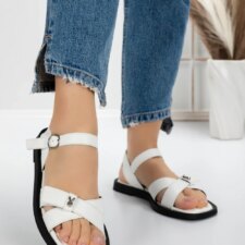 Sandale Dama cu Talpa Joasa 5SY3 Alb | Mei