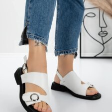 Sandale Dama cu Talpa Joasa 5SY6 Alb | Mei