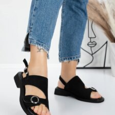 Sandale Dama cu Talpa Joasa 5SY6 Negru | Mei