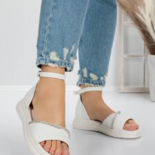 Sandale Dama cu Talpa Joasa 5WL22 Alb | Mei
