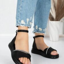 Sandale Dama cu Talpa Joasa 5WL22 Negru | Mei