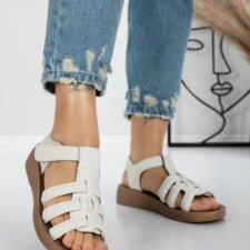 Sandale Dama cu Talpa Joasa 5XJ53 Alb | Mei