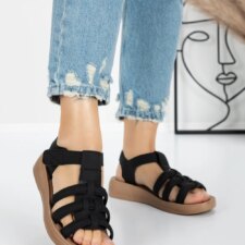 Sandale Dama cu Talpa Joasa 5XJ53 Negru | Mei