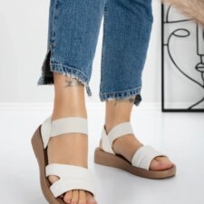 Sandale Dama cu Talpa Joasa 5XJ55 Alb | Mei