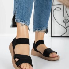 Sandale Dama cu Talpa Joasa 5XJ55 Negru | Mei