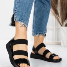 Sandale Dama cu Talpa Joasa 5XJ66 Negru | Mei
