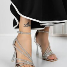 Sandale Dama cu Toc 3BD51 Argintiu | Mei