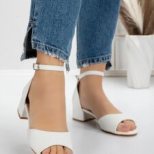 Sandale Dama cu Toc Gros 3HXS65 Alb | Mei